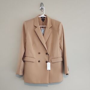 Express Double-Breasted Tan Blazer Jacket